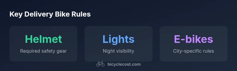 Info-graphic showing helmet, lights, and e-bike rules for Uber Eats deliveries